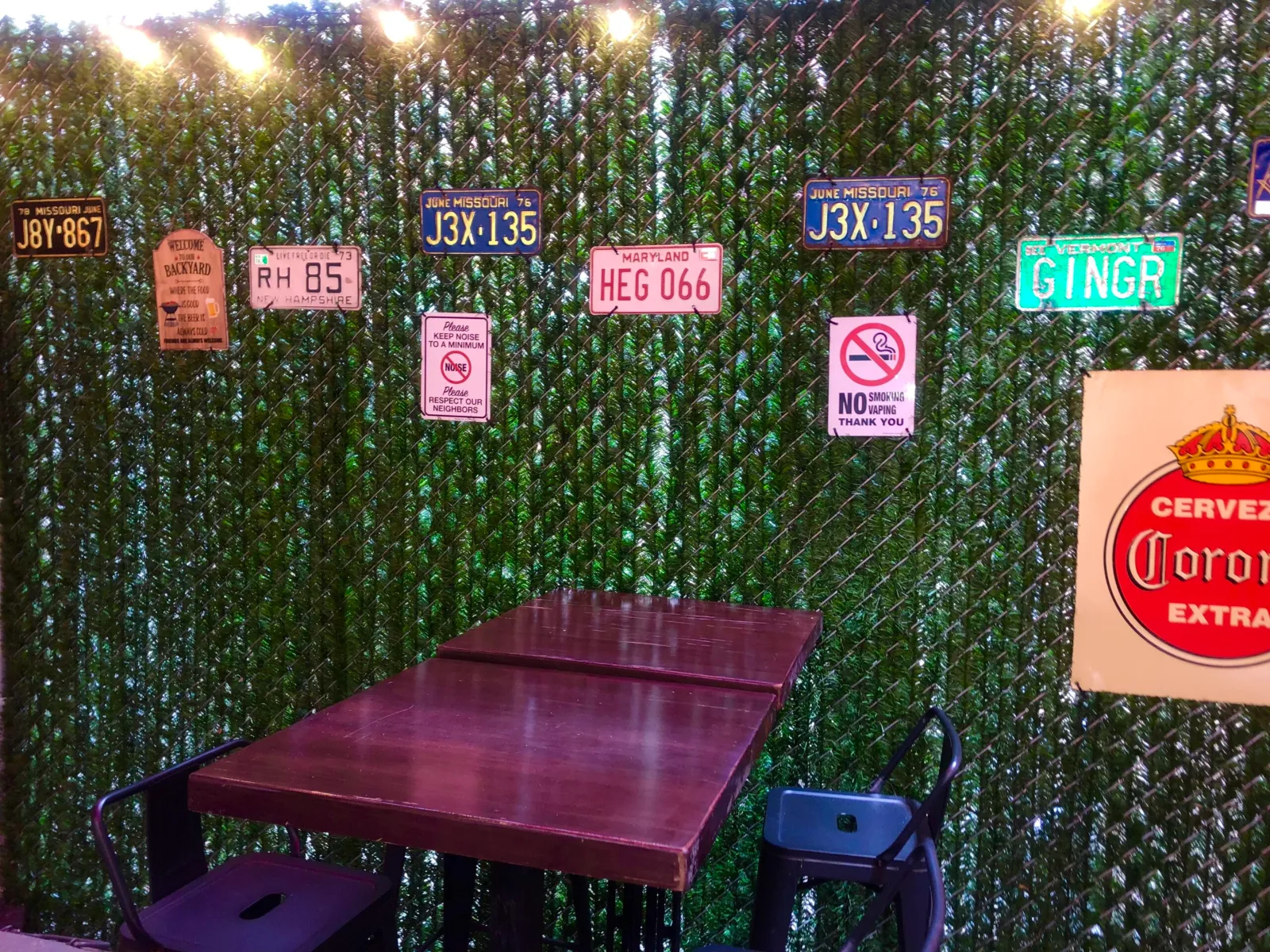 The heated backyard garden at The Beer Garage in the West Village, a craft beer bar in Manhattan with 37 beer and cider lines